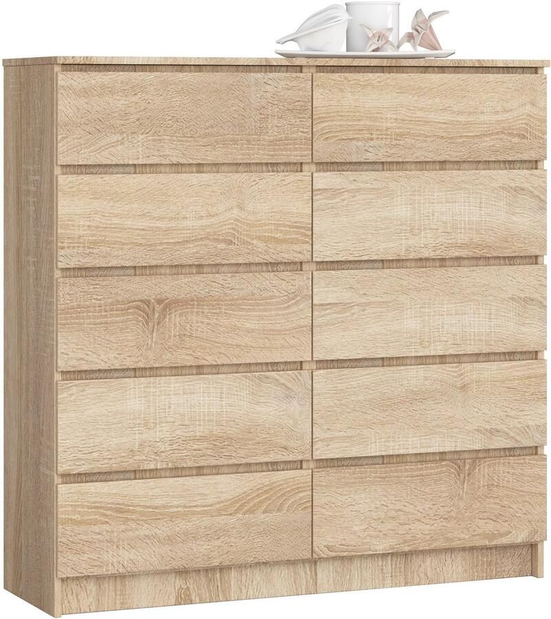 Akord Ladekast K120 met 10 Lades Furniture Factory Sonoma Eik 120 x 121 x 40 cm