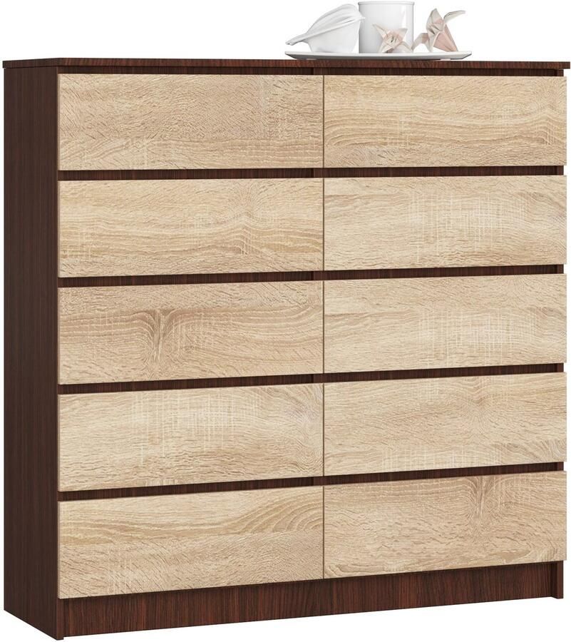 Akord Ladekast K120 met 10 Lades Furniture Factory Venge Sonoma Eik 120 x 121 x 40 cm