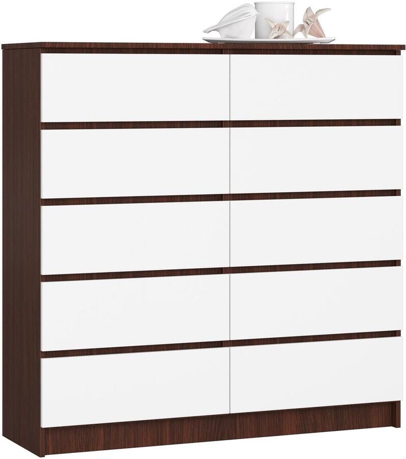 Akord Ladekast K120 met 10 Lades Furniture Factory Venge Wit 120 x 121 x 40 cm