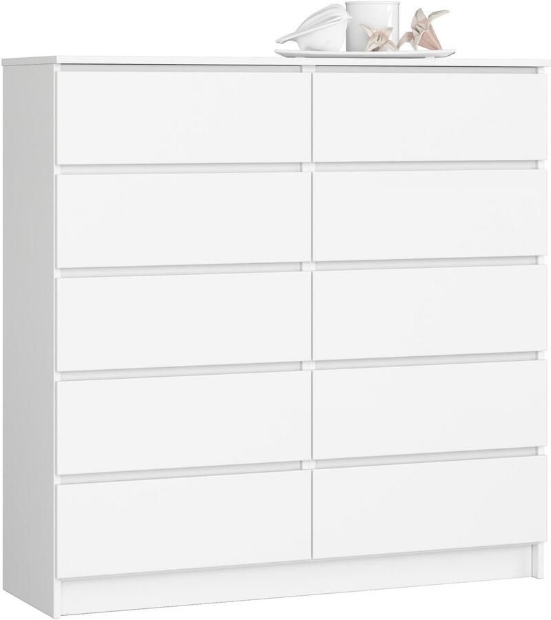 Akord Ladekast K120 met 10 Lades Furniture Factory Wit 120 x 121 x 40 cm
