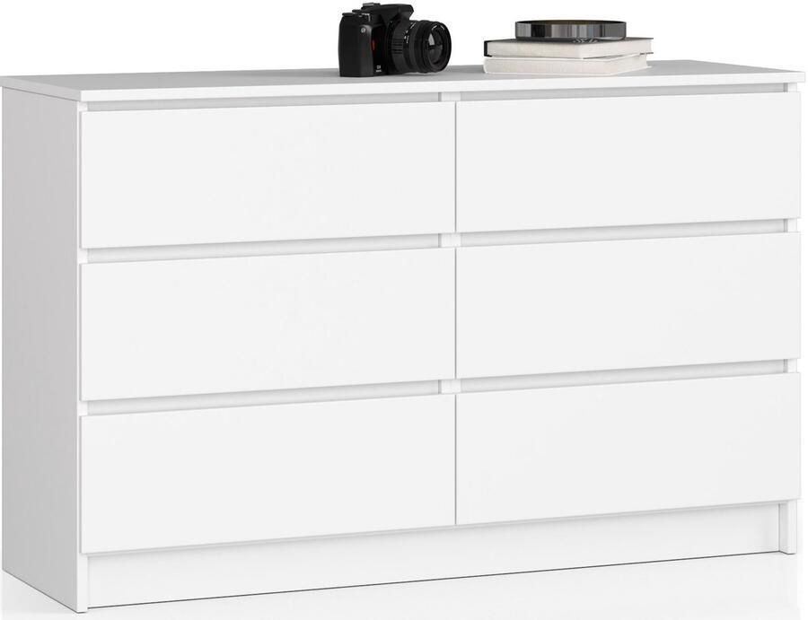 Akord Ladekast K120 met 6 Lades Furniture Factory Wit 120 x 77 x 40 cm