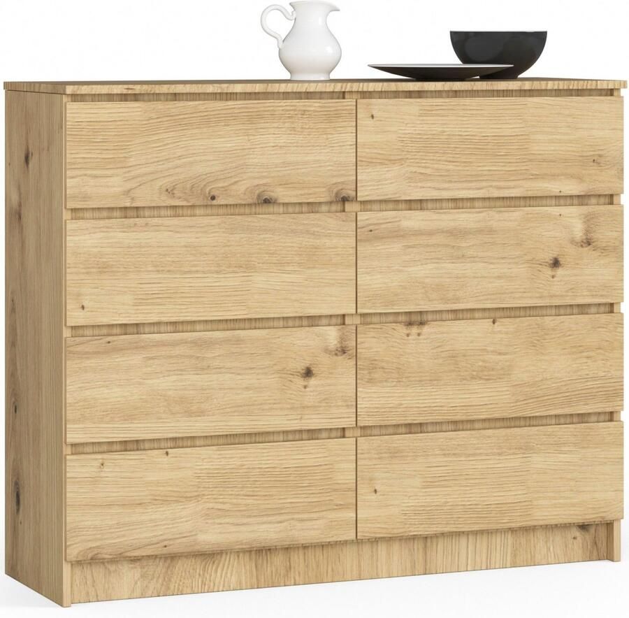 Akord Ladekast K120 met 8 Lades Furniture Factory Artisan Eik 120 x 99 x 40 cm