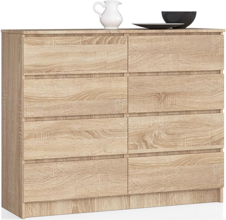 Akord Ladekast K120 met 8 Lades Furniture Factory Sonoma Eik 120 x 99 x 40 cm