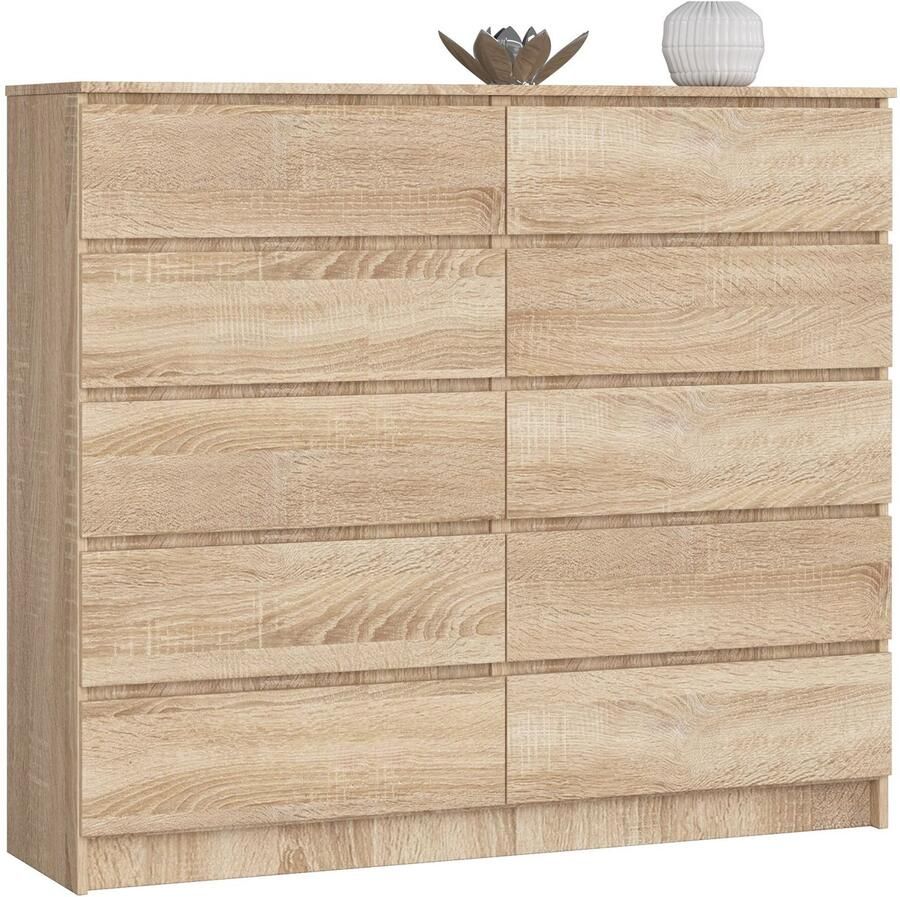 Akord Ladekast K140 met 10 Lades Furniture Factory Wit 138 x 121 x 40 cm