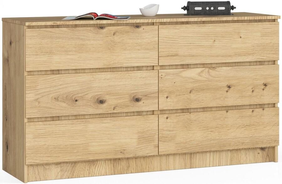 Akord Ladekast K140 met 6 Lades Furniture Factory Artisan Eik 138 x 77 x 40 cm