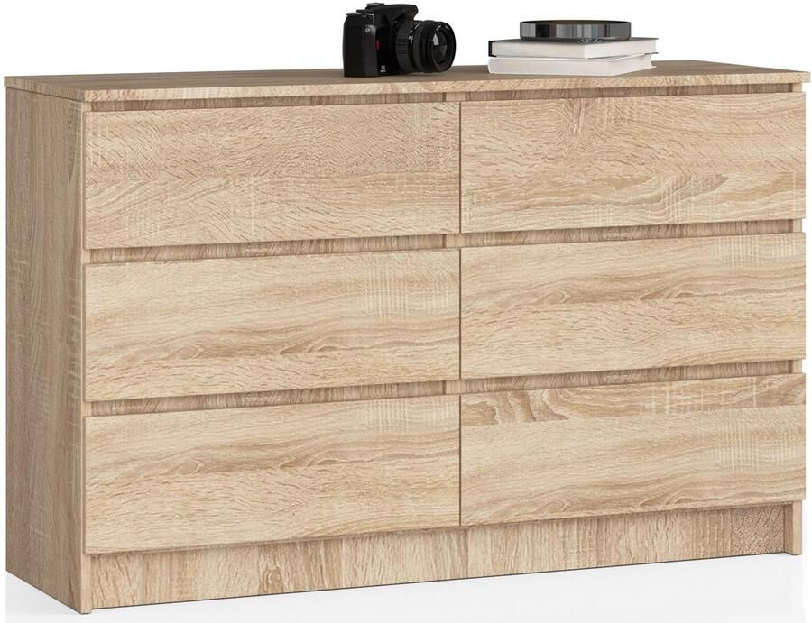 Akord Ladekast K120 met 6 Lades Furniture Factory Sonoma Eik 120 x 77 x 40 cm