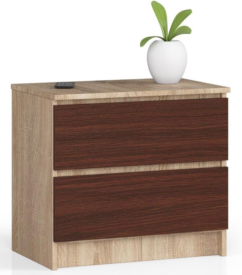 Akord Stijlvolle Staande Kast K60 met 2 Lades Eik Sonoma Wenge Zelfmontage Mat Afwerking