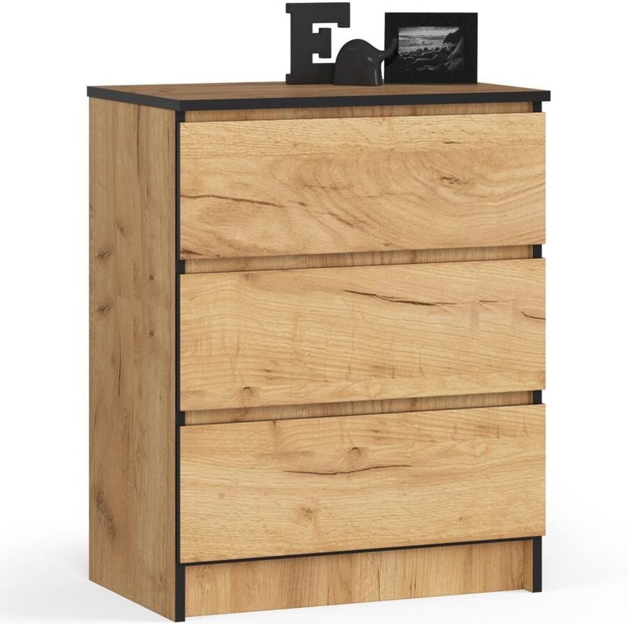 Akord Ladekast K60 met 3 Lades Furniture Factory Craft Eik 60 x 77 x 40 cm