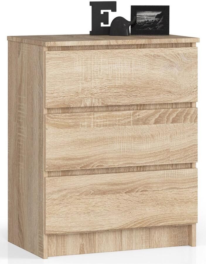 Akord Ladekast K60 met 3 Lades Furniture Factory Sonoma Eik 60 x 77 x 40 cm