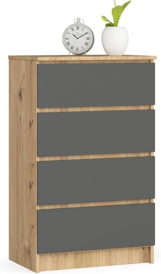 Akord Ladekast K60 met 4 Lades Furniture Factory Artisan Eik Grafietgrijs 60 x 99 x 40 cm