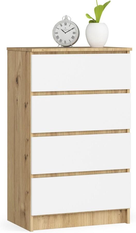 Akord Ladekast K60 met 4 Lades Furniture Factory Artisan Eik Wit 60 x 99 x 40 cm