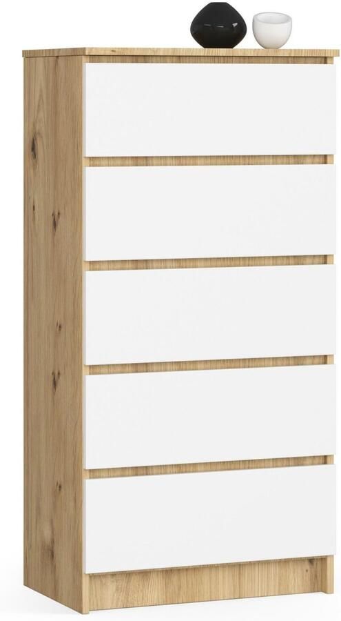 Akord Ladekast K60 met 5 Lades Furniture Factory Artisan Eik Wit 60 x 121 x 40 cm