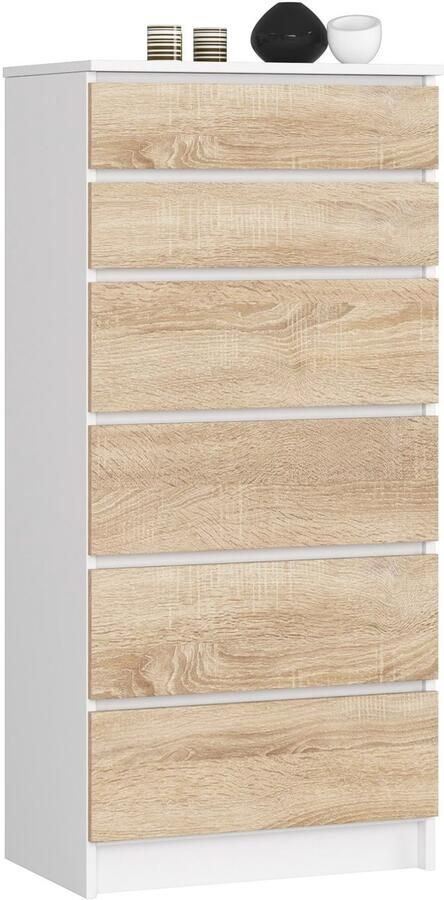 Akord Ladekast K60 met 6 Lades Furniture Factory Wit Sonoma Eik 60 x 130 x 40 cm