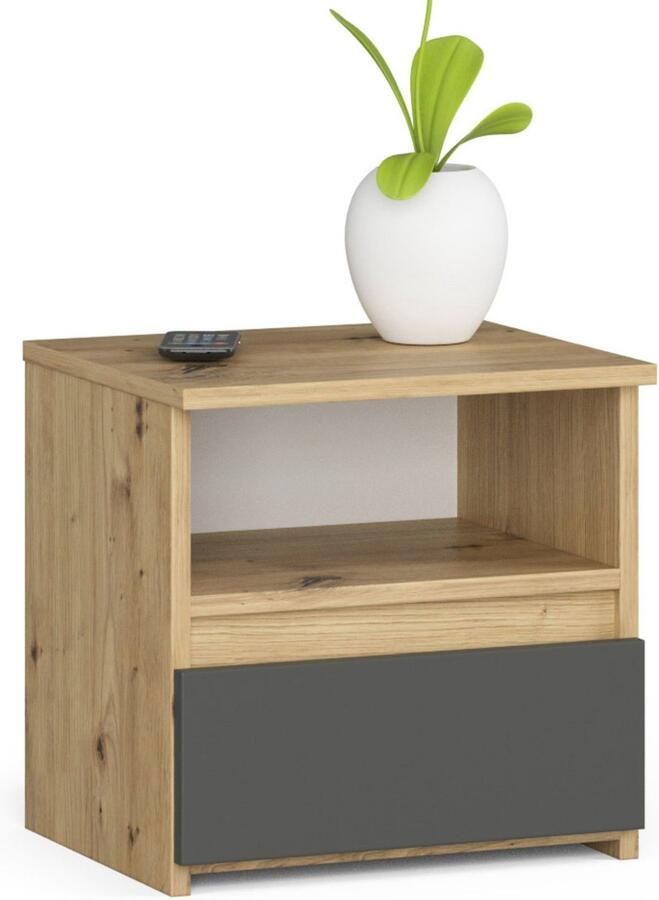 Akord Nachtkastje CL1 met 1 Lade Furniture Factory Artisan Eik Grafietgrijs 40 x 40 x 35 cm