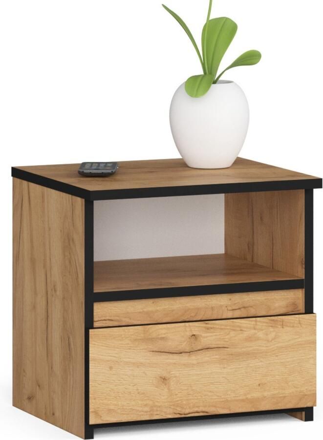 Akord Commode Craft Eiken Met Lade 40x40x35 cm Zelfmontage Mat Afwerking Stijlvol & Functioneel