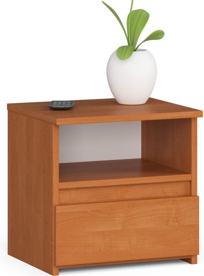 Akord Eiken Nachtkastje 40x40x35 cm 1 Lade Mat Olcha Zelfmontage Hoogwaardige Afwerking