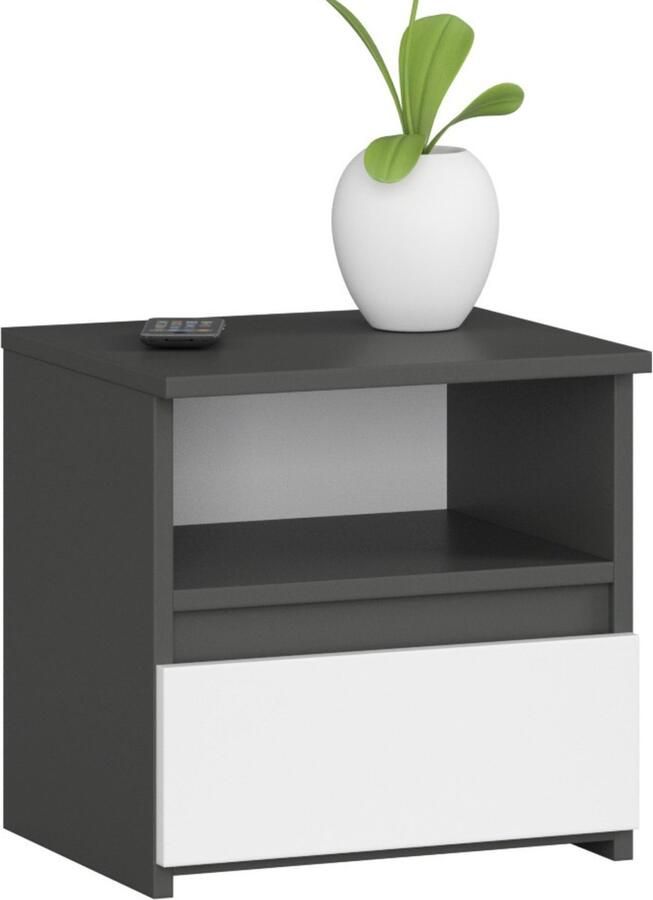 Akord Multifunctioneel Staande Ladekast Grafiet Wit ABS Randen Lade & Plank Flatpack Montage