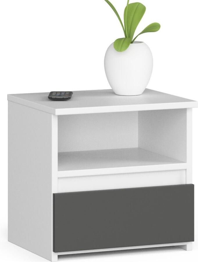 Akord Bureau Commode Wit Grijs met Lade 40 cm Breed Mat Afwerking Zelfmontage ABS Randen