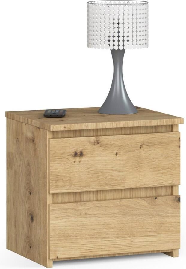 Akord Compacte Opbergkast 2 Lades in Artisan Eiken Stijlvolle Zelfmontage Ideaal voor Woonruimtes 40x40x35cm