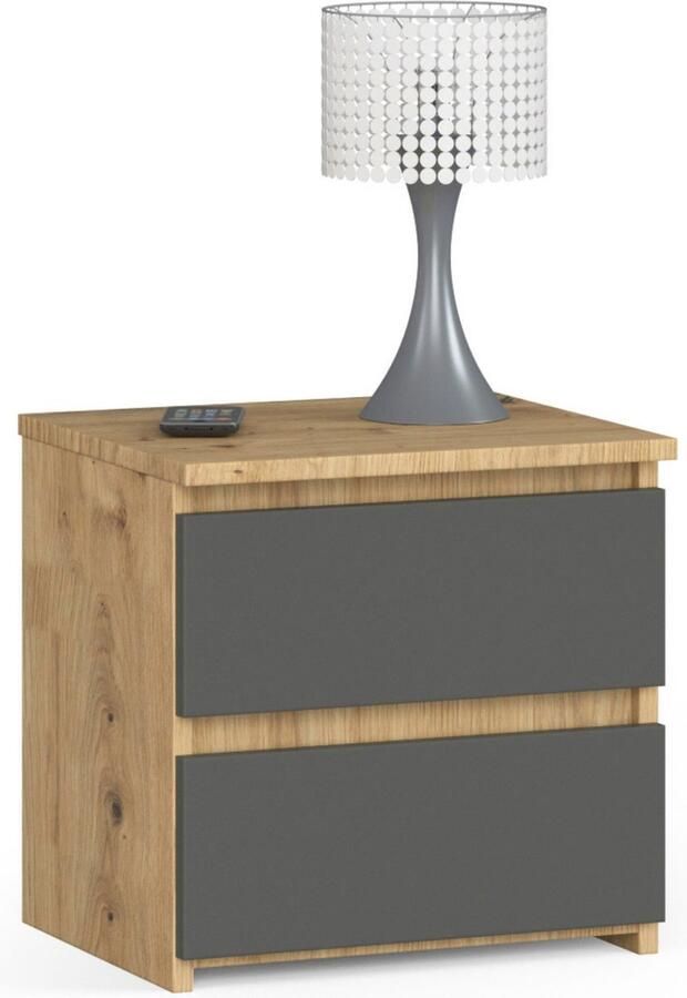 Akord Nachtkastje CL2 met 2 Lades Furniture Factory Artisan Eik Grafietgrijs 40 x 40 x 35 cm