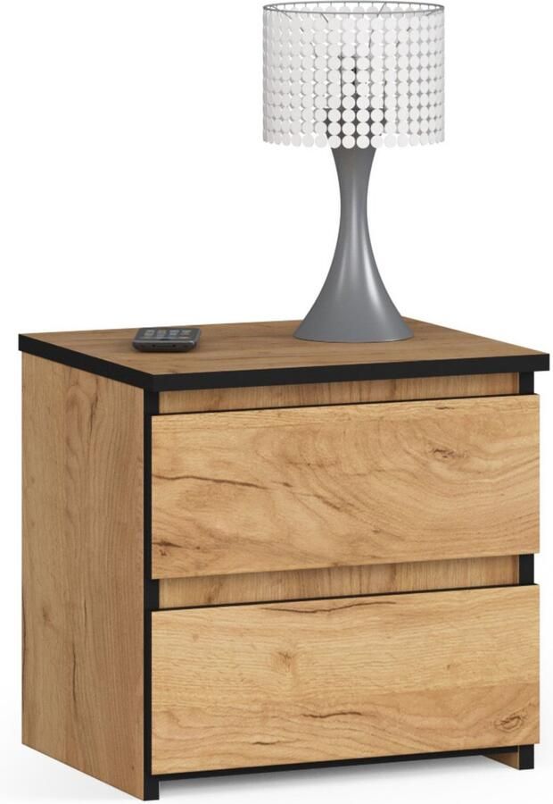 Akord Craft Eiken Ladekast 40x40 cm met Ladeblokkering en Zelfmontage Stijlvolle Opbergoplossing