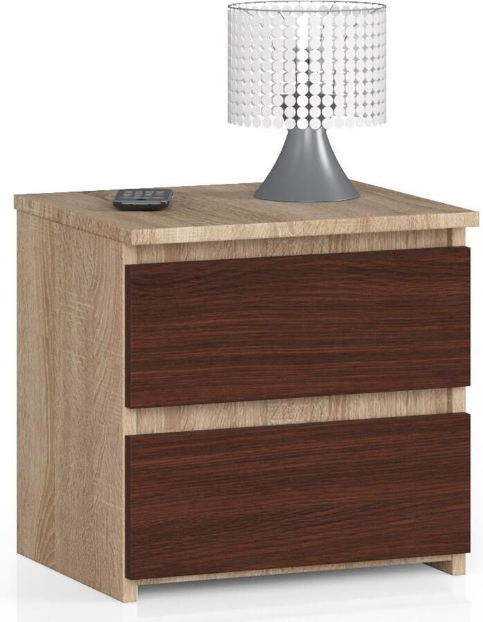 Akord Ladeblok Sonoma Eiken Wenge 2 Lades Zelfmontage 40x40x35cm Mat Afgewerkt Stijlvolle Opslagoplossing