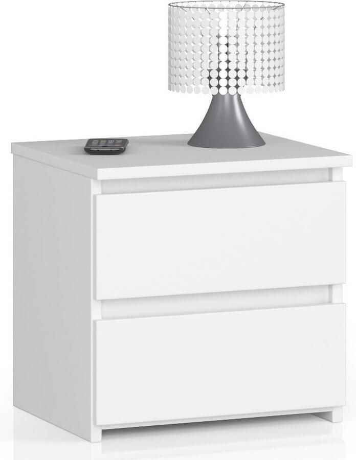 Akord Witte Moderne Ladeblok 2 Lades 40x40x35 cm Mat Afwerking ABS Randafwerking