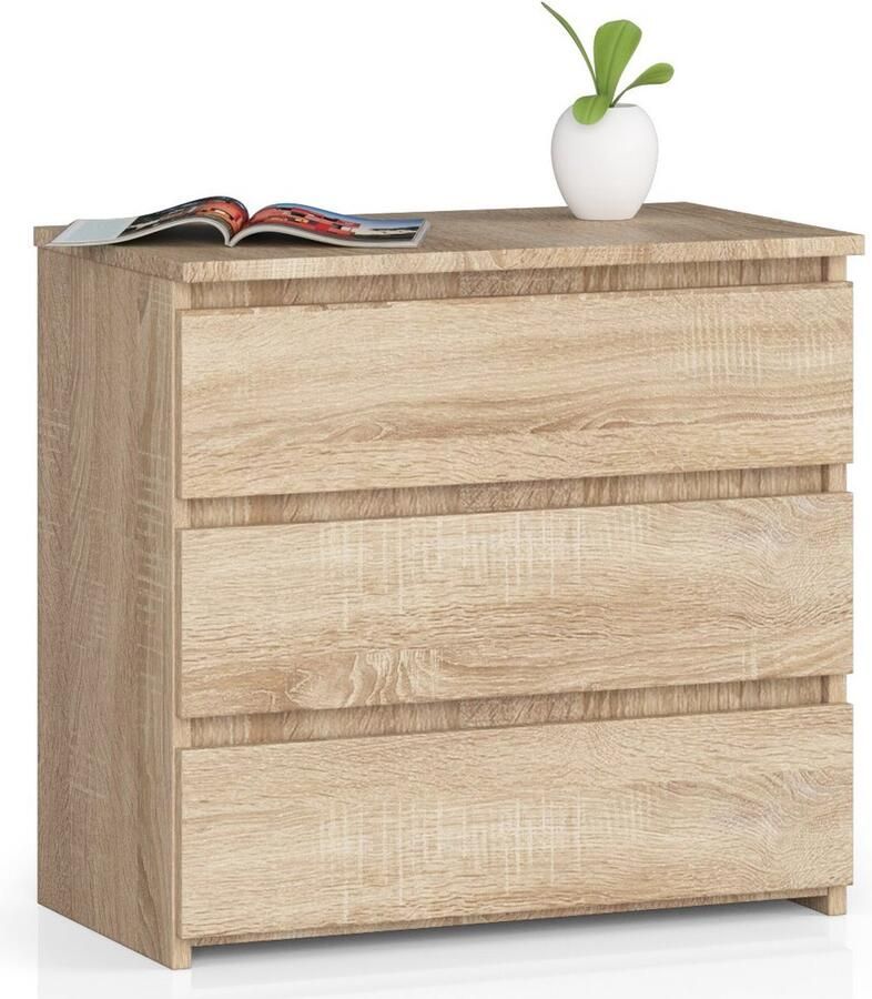 Akord Sonoma Eiken Dressoir 3 Lades 60x57x35 cm Zelfmontage ABS Afwerking Mat Droom Dressoir