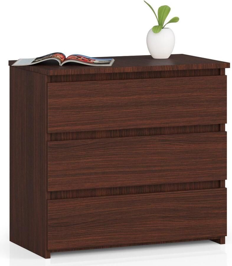 Akord Wenge Ladeblok 3 Lades Zelfmontage 57x60x35 cm Mat Afwerking ABS Randafwerking