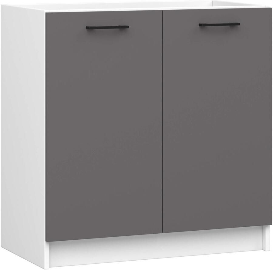 Akord Onderkast voor Spoelbak OLIWIA S80 Keukenkast modulaire Furniture Factory Wit Grafietgrijs 80 x 82 x 46 cm