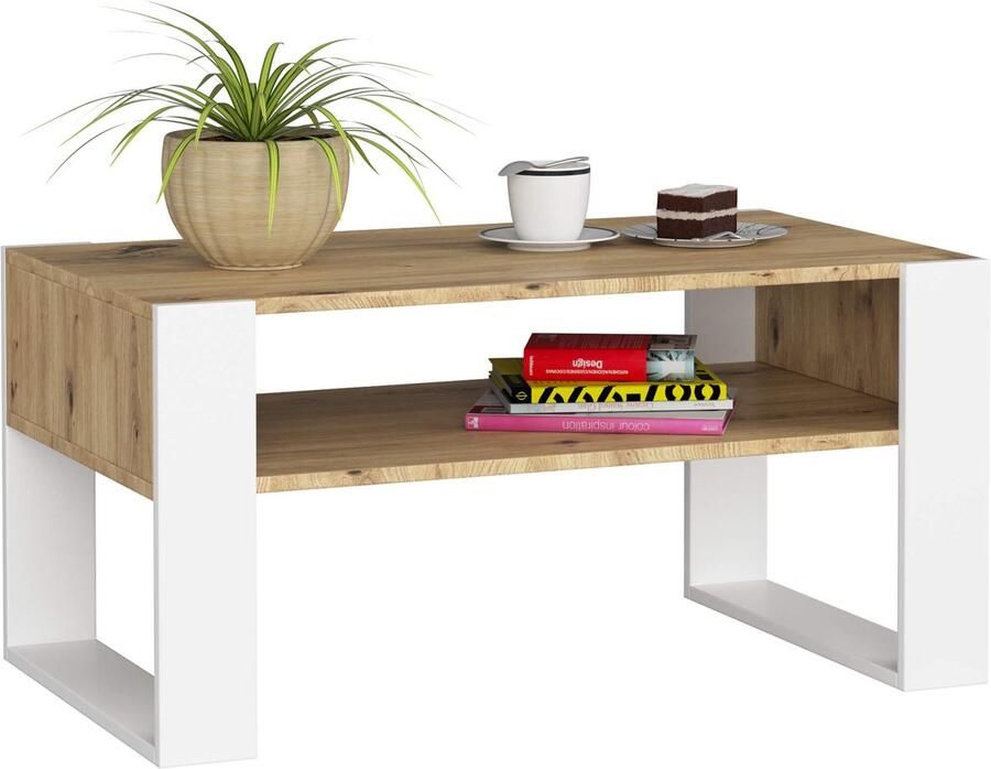 Akord DOMI Koffietafel in Artisan Eiken en Wit Laminaten Paneel
