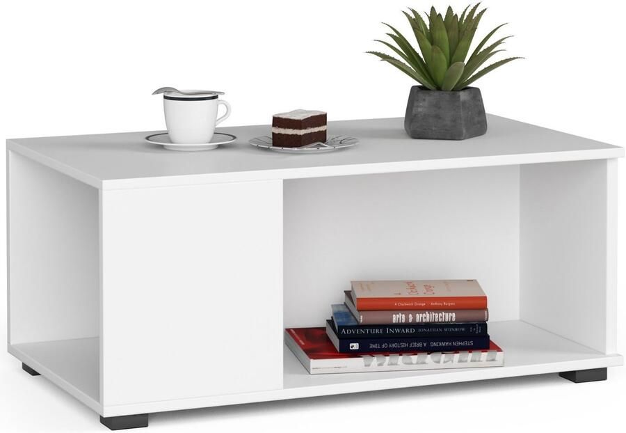 Akord Juliet Witte Koffietafel Moderne Stijl Laminaten Top met Mat Witte Afwerking Zelfmontage Makkelijk Bevestigd Compacte En Functionele Tafelhoogte 38cm Breedte 90cm Geschikt Voor Elke Woonruimte