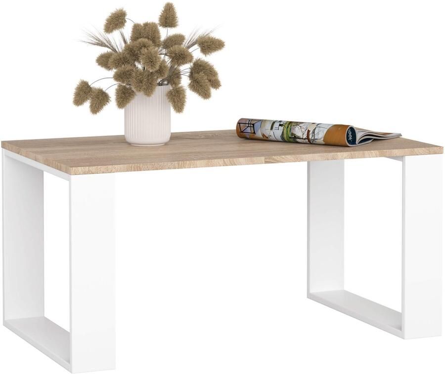 Akord Salontafel NOX Eiken Sonoma Wit 92x45 cm Laminaten Plaat met ABS Rand Zelfmontage