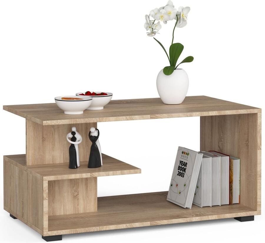 Akord Sonoma Eiken Koffietafel Hoogwaardige Mat Gelamineerde Afwerking 90x51x45 cm