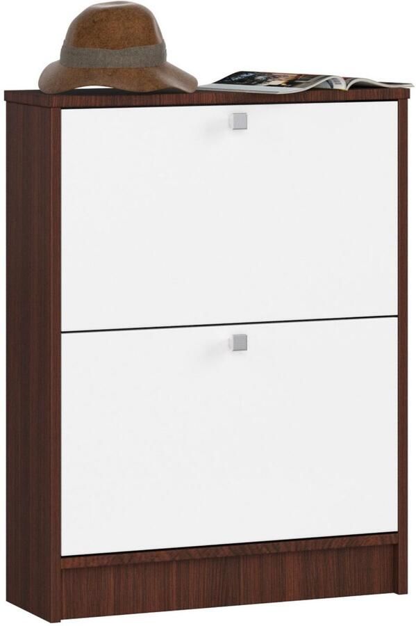 Akord Schoenenkast 60 cm met 2 Kanteldeuren Wenge Wit Zelfmontage