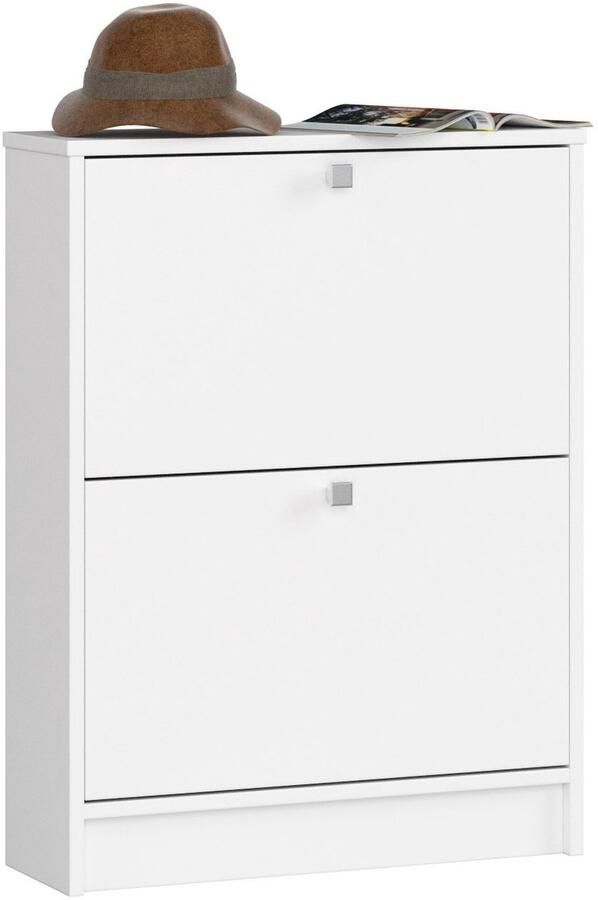 Akord Witte Klassieke Schoenenkast Met 2 Kantelende Deuren 60cm Breed 80cm Hoog Met Mat Witte Face