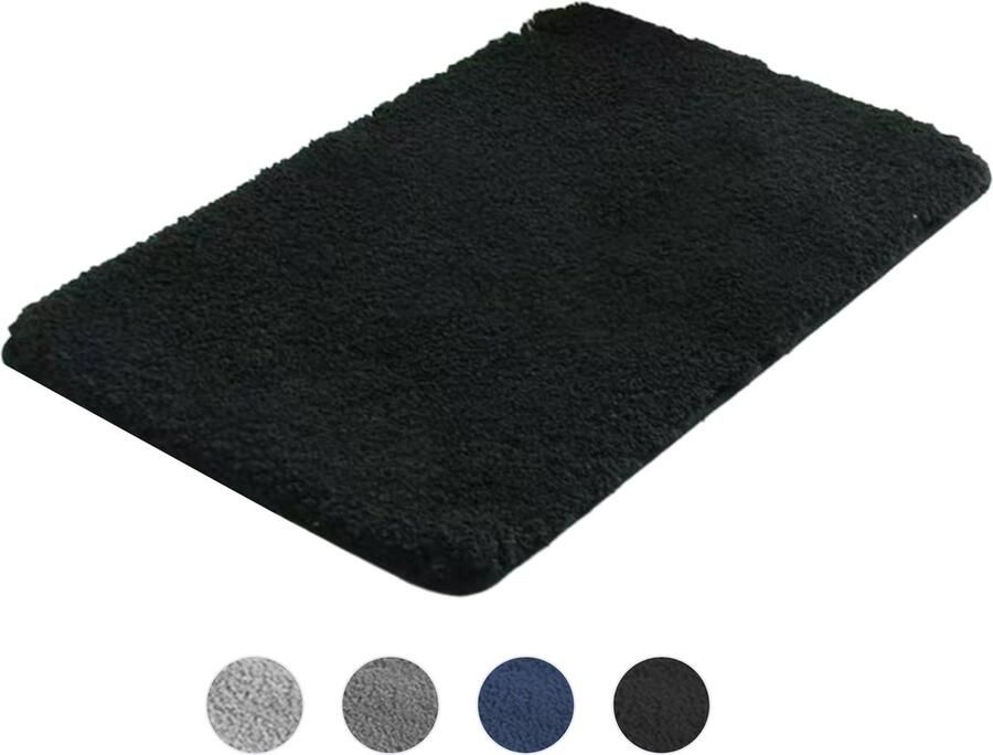 AKSA Home Badmat 50x80 cm Douchemat antislip Badmat antislip Badkamermat Vloerkleed Zwart