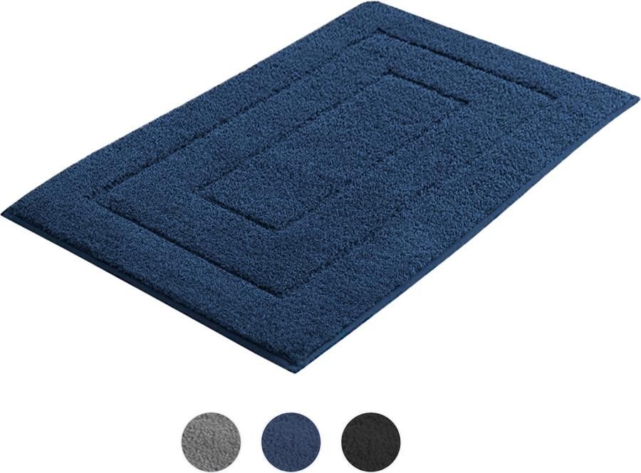 AKSA Home Badmat 60x90 cm Douchemat antislip Badmat antislip Badkamermat Vloerkleed Donkerblauw