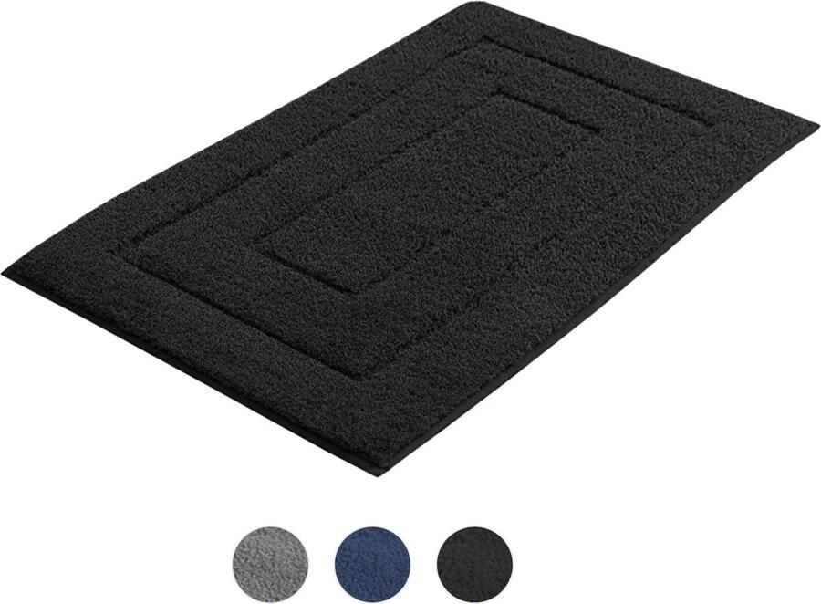 AKSA Home Badmat 60x90 cm Douchemat antislip Badmat antislip Badkamermat Vloerkleed Zwart