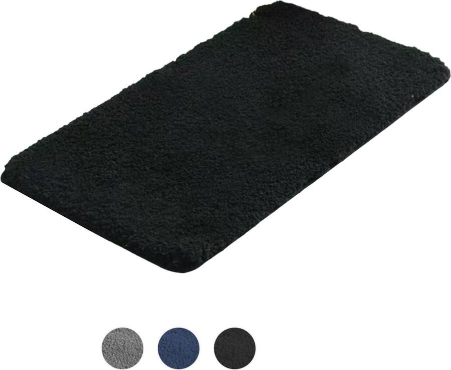 AKSA Home Badmat 70x140 cm Grote douchemat antislip Badmat antislip Badkamermat Vloerkleed Zwart