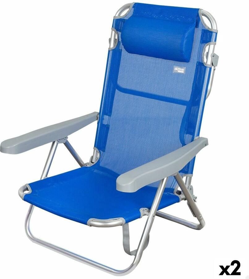 Aktive Klapstoel met Hoofdsteun Gomera Blauw 48 x 84 x 46 cm (2 Stuks)
