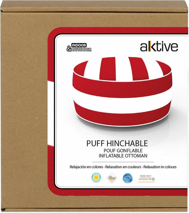 Aktive Opblaasbare poef Gestreept Koloniaal 53 x 23 x 53 cm (4 Stuks)