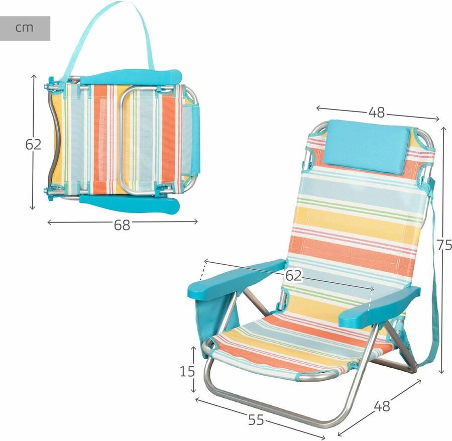 Aktive Strandstoel 48 x 75 x 48 cm (2 Stuks)