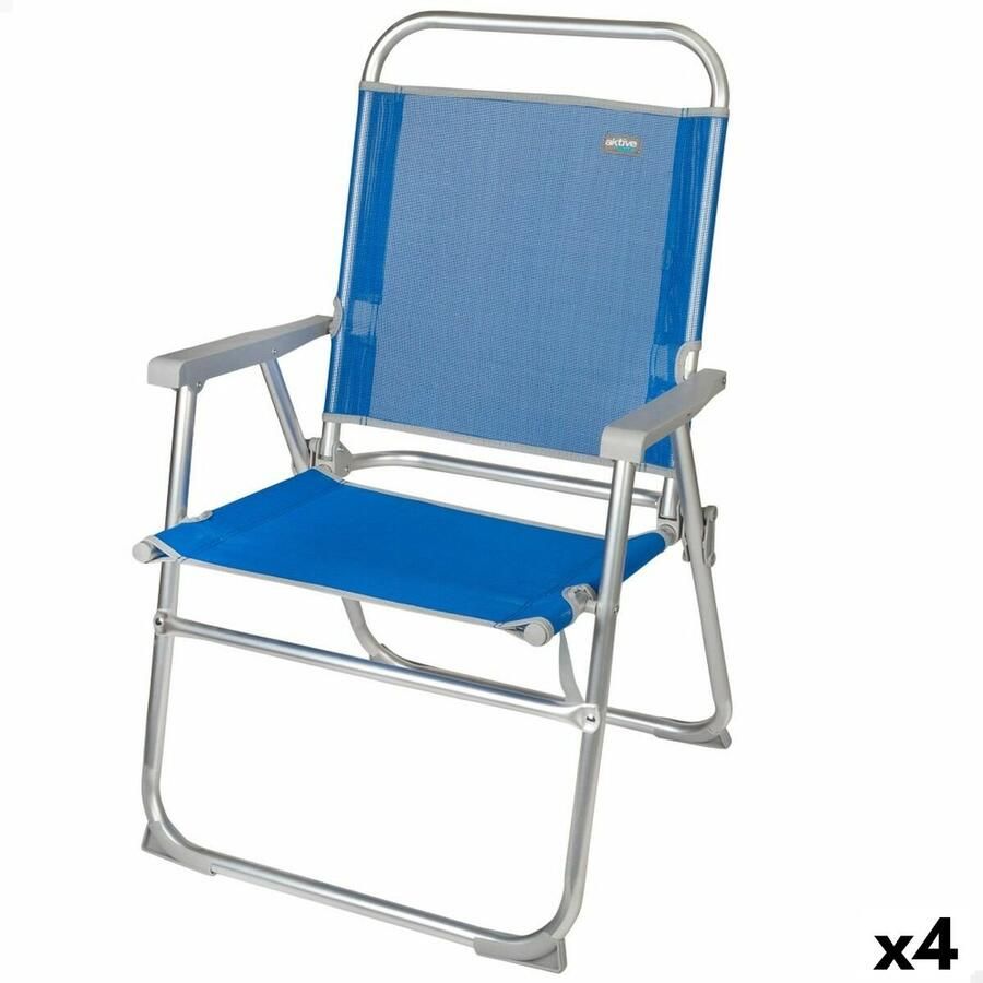 Aktive Strandstoel Gomera Blauw 48 x 88 x 50 cm Aluminium Opvouwbaar (4 Stuks)
