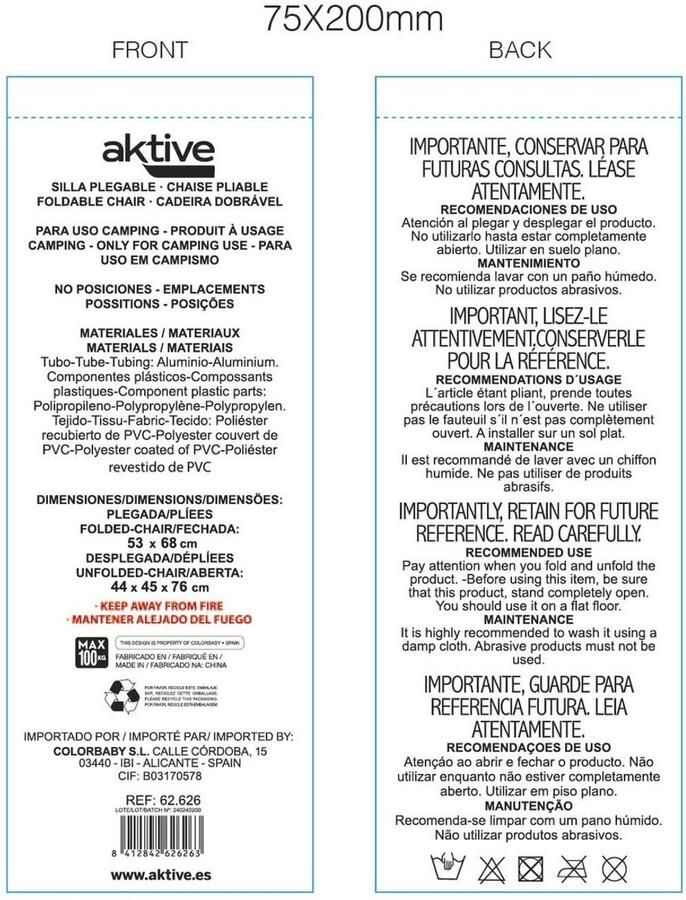 Aktive Beach Aluminium Vaste Klapstoel Oranje