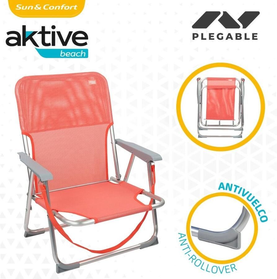Aktive Vouwbare Stoel Flamingo Koraal 44 x 72 x 35 cm (4 Stuks)