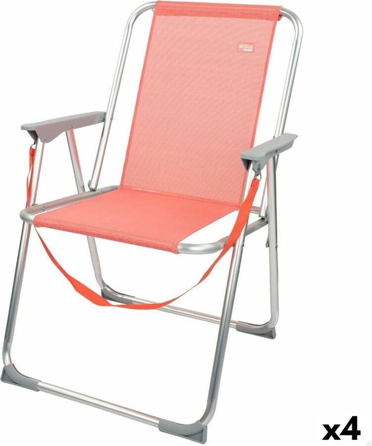 Aktive Vouwbare Stoel Flamingo Koraal 44 x 76 x 45 cm (4 Stuks)