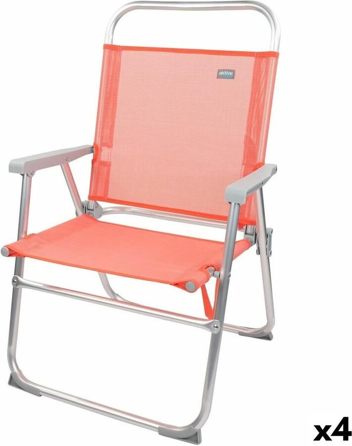 Aktive Vouwbare Stoel Flamingo Koraal 48 x 88 x 50 cm (4 Stuks)