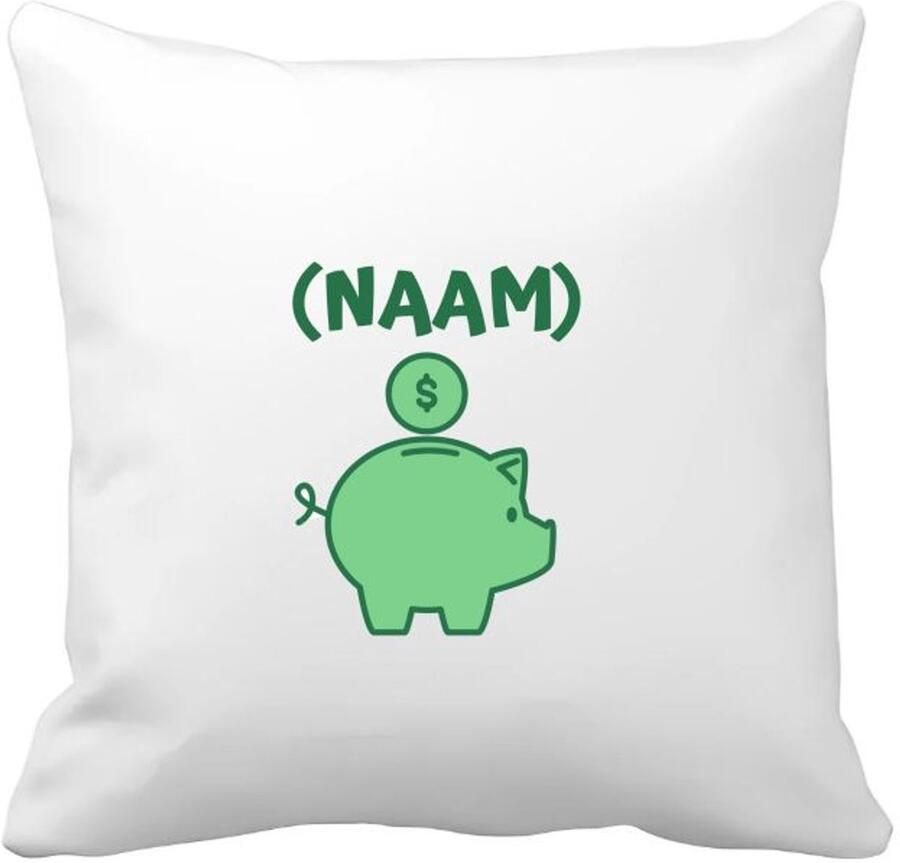 Akyol groene piggy bank met eigen naam Kussen hoes Varken iemand die van geld houdt cadeau voor iemand die houdt van geld verjaardagscadeau gift geschenk 40 bij 40 cm