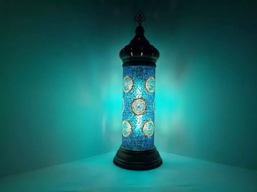 Aladdinstore Mozaiek cilinder model-size 4 -tafellamp-oosterse tafellamp -Handgemaakt inc lichtbron met gratis cadeau waxinelicht